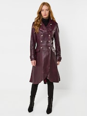 Joe Browns Red Remarkable Lace Up Back Leather Coat - Image 3 of 9