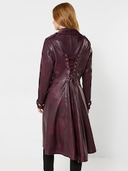 Joe Browns Red Remarkable Lace Up Back Leather Coat - Image 4 of 9