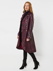 Joe Browns Red Remarkable Lace Up Back Leather Coat - Image 5 of 9