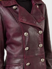 Joe Browns Red Remarkable Lace Up Back Leather Coat - Image 6 of 9