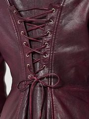 Joe Browns Red Remarkable Lace Up Back Leather Coat - Image 7 of 9