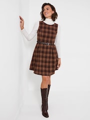 Joe Browns Brown Heritage Check Belted Mini Dress - Image 2 of 7