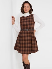 Joe Browns Brown Heritage Check Belted Mini Dress - Image 5 of 7
