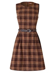 Joe Browns Brown Heritage Check Belted Mini Dress - Image 7 of 7