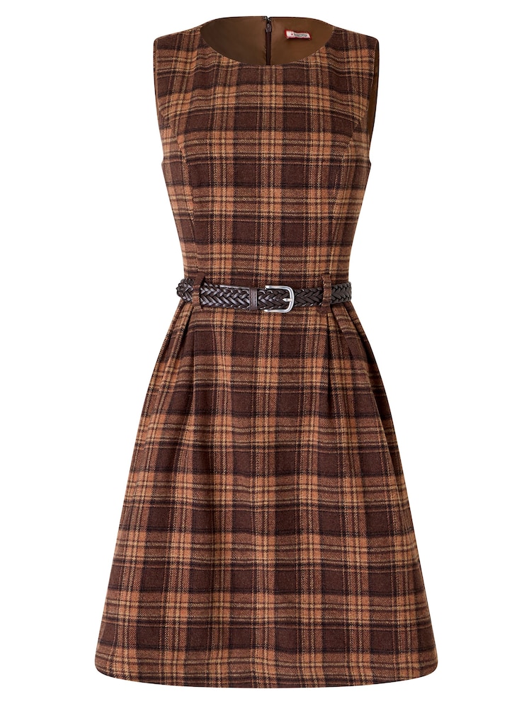 Joe Browns Brown Heritage Check Belted Mini Dress - Image 7 of 7 Joe Browns Brown Heritage Check Belted Mini Dress - Image 7 of 7