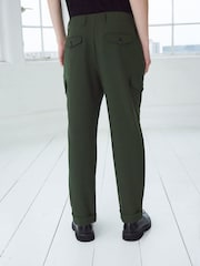 Khaki Green Relaxed Tapered EDIT Twill Cargo Trousers - Image 3 of 6