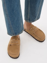 Hush Brown Rune Faux Shearling Mules - Image 1 of 5
