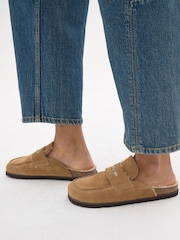Hush Brown Rune Faux Shearling Mules - Image 2 of 5