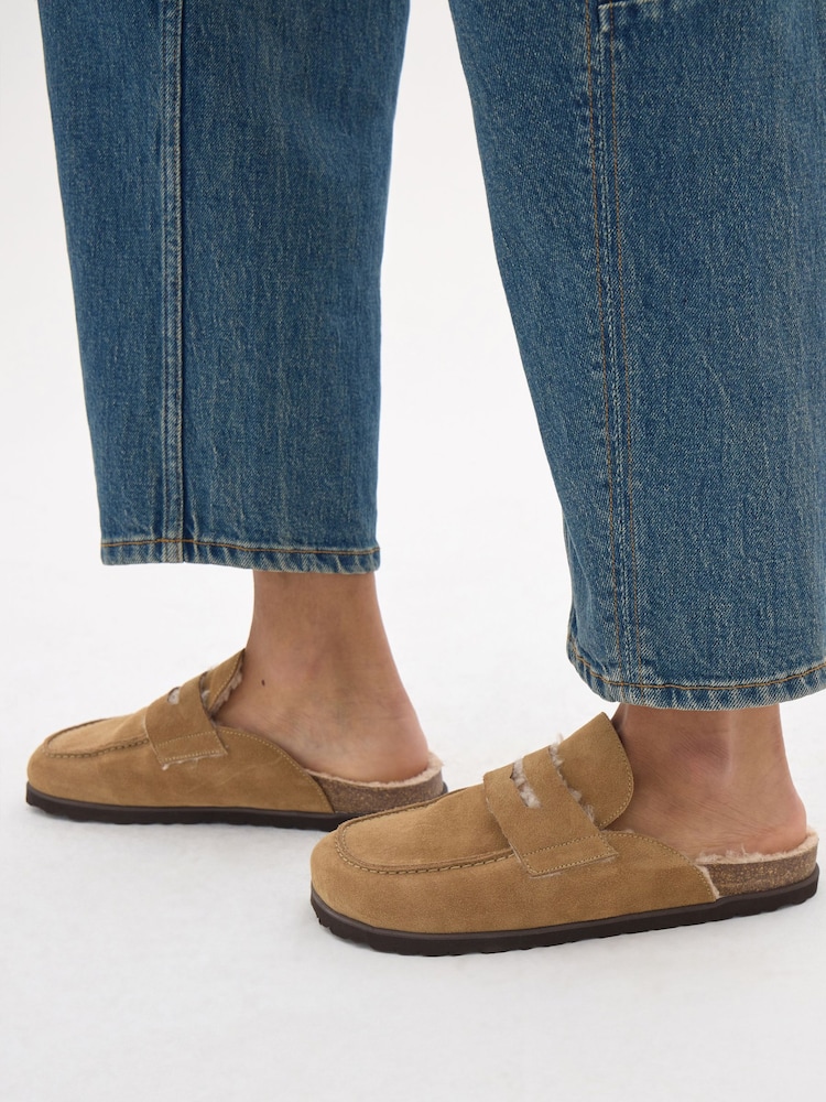 Hush Brown Rune Faux Shearling Mules - Image 2 of 5
