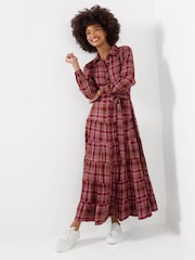 Joe Browns Red Willow Check Button Through Maxi Dress - Image 4 of 7