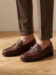 Jones Bootmaker Tan Brown Grain Roan Leather Slip-On Shoes - Image 1 of 6