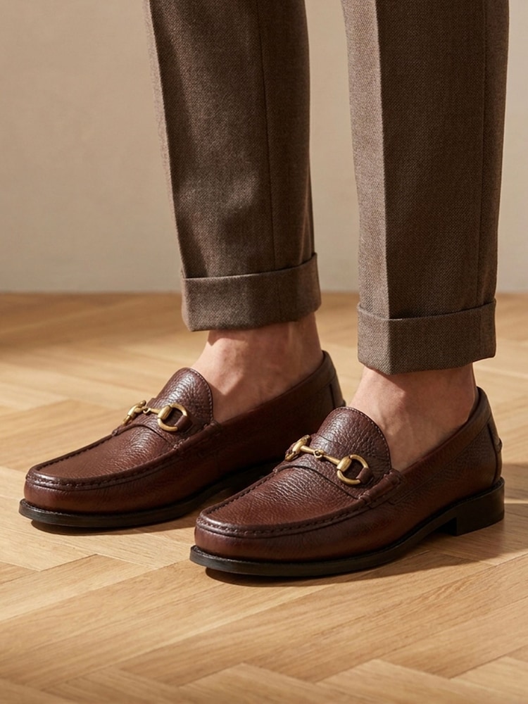 Jones Bootmaker Tan Brown Grain Roan Leather Slip-On Shoes - Image 1 of 6 Jones Bootmaker Tan Brown Grain Roan Leather Slip-On Shoes - Image 1 of 6