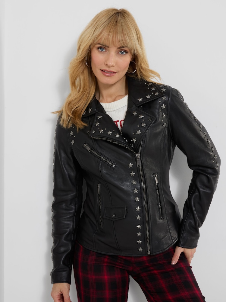 Joe Browns Black The Star Studded Leather Jacket - Image 2 of 7