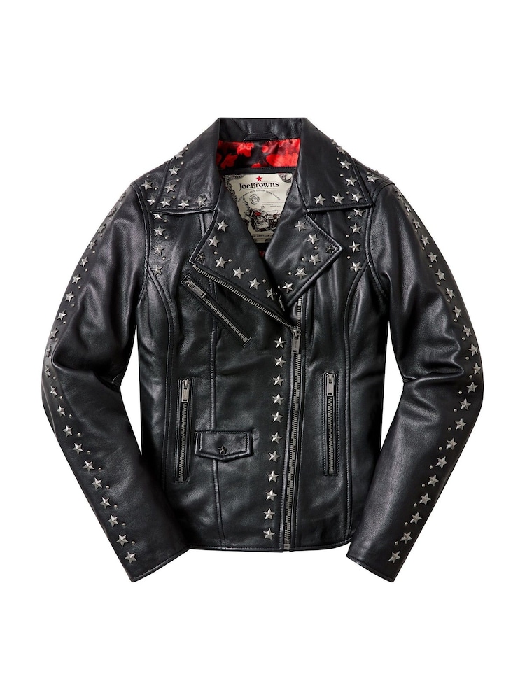 Joe Browns Black The Star Studded Leather Jacket - Image 7 of 7