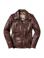 Joe Browns Brown Harlow Collared Leather Jacket - Image 8 of 9