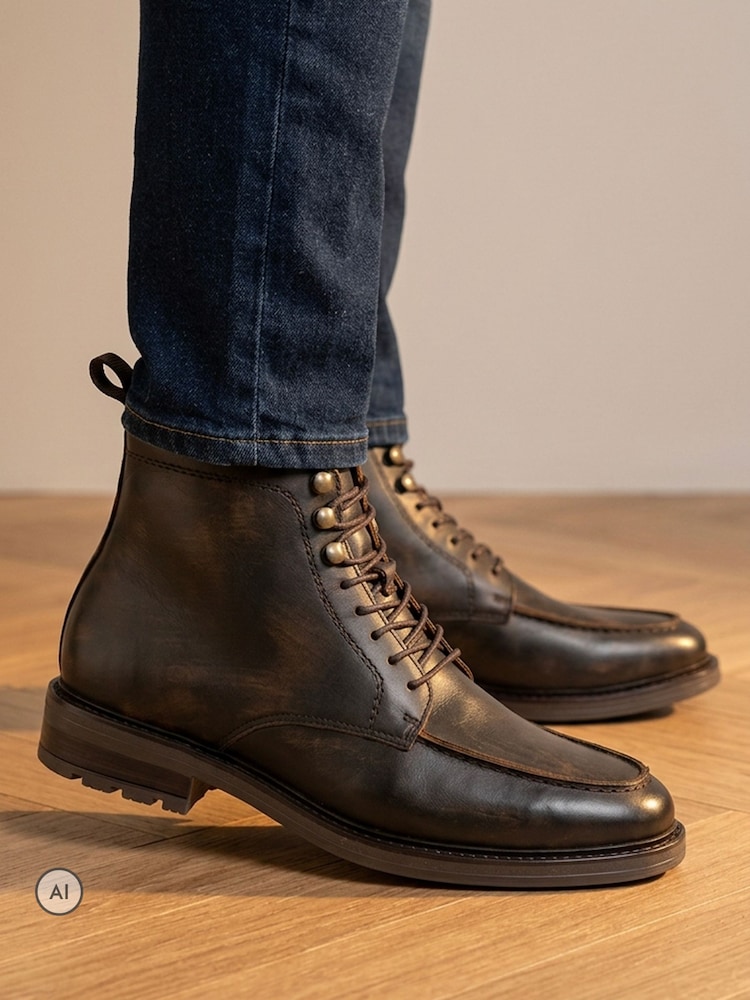 Jones Bootmaker Brown Endric Leather Lace Up Boots - Image 6 of 6