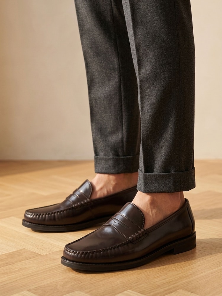 Jones Bootmaker Burgundy Red Quennell Leather Penny Loafers - Image 1 of 6 Jones Bootmaker Burgundy Red Quennell Leather Penny Loafers - Image 1 of 6