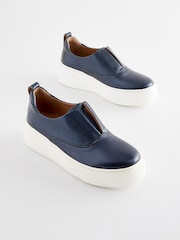 Blue Slip On Signature Forever Comfort® Leather Chunky Wedge Platform Trainers - Image 1 of 6