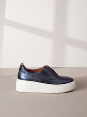 Blue Slip On Signature Forever Comfort® Leather Chunky Wedge Platform Trainers - Image 2 of 6
