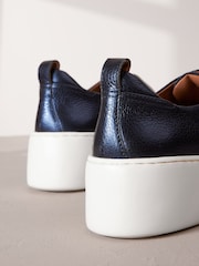 Blue Slip On Signature Forever Comfort® Leather Chunky Wedge Platform Trainers - Image 4 of 6