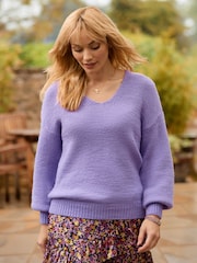 Joe Browns Purple Oh So Cosy V-Neck Jumper - Image 1 of 6