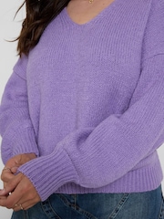 Joe Browns Purple Oh So Cosy V-Neck Jumper - Image 3 of 6