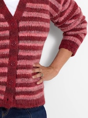 Joe Browns Pink Stella Striped V- Neck Cardigan - Image 2 of 5