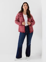Joe Browns Pink Stella Striped V- Neck Cardigan - Image 3 of 5