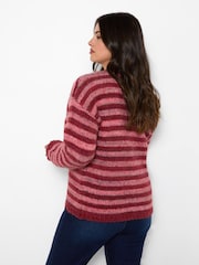 Joe Browns Pink Stella Striped V- Neck Cardigan - Image 4 of 5