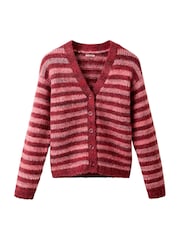 Joe Browns Pink Stella Striped V- Neck Cardigan - Image 5 of 5