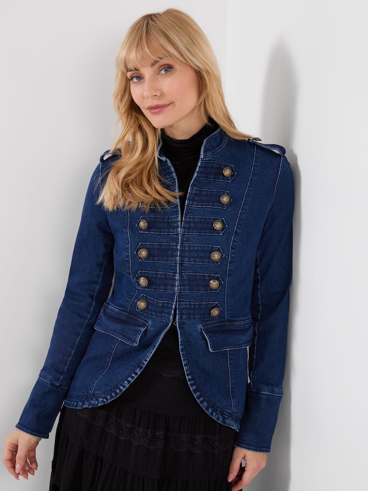 Joe Browns Blue Ultimate Denim Military Jacket - Image 1 of 6 Joe Browns Blue Ultimate Denim Military Jacket - Image 1 of 6