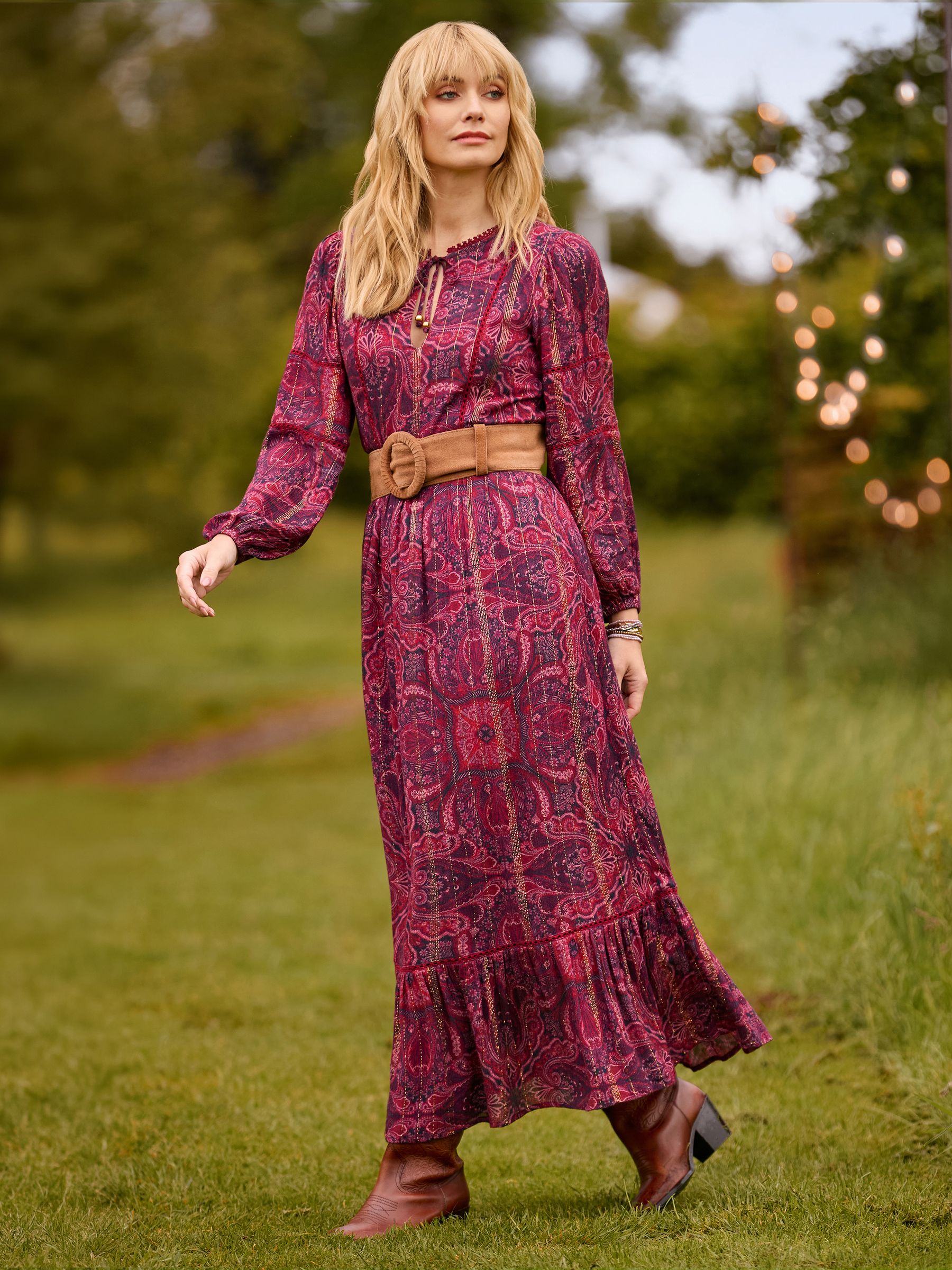 Beautifully Boho Long Sleeve Maxi Dress Size 8 Purple Women's - Image 2