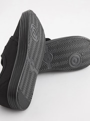 Black Standard Fit (F) Embroidered Strap School Plimsolls - Image 6 of 10