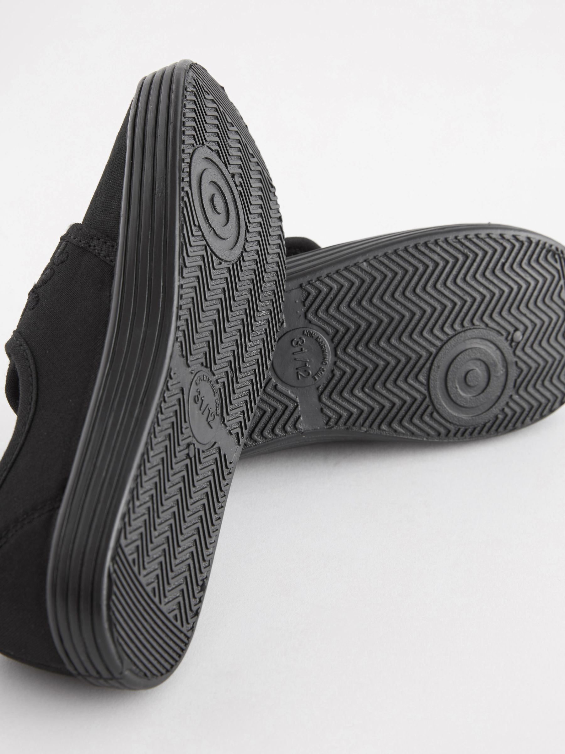 Buy Black Standard Fit F Embroidered Strap School Plimsolls From The buy-black-standard-fit-f-embroidered-strap-school-plimsolls-from-the