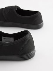 Black Standard Fit (F) Embroidered Strap School Plimsolls - Image 9 of 10