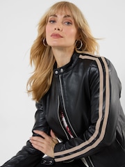Joe Browns Black Iris Side Striped Leather Jacket - Image 2 of 6
