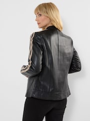 Joe Browns Black Iris Side Striped Leather Jacket - Image 4 of 6