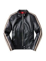 Joe Browns Black Iris Side Striped Leather Jacket - Image 5 of 6