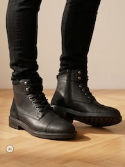 Jones Bootmaker Black Dusseldorf Leather Lace-Up Boots - Image 1 of 6
