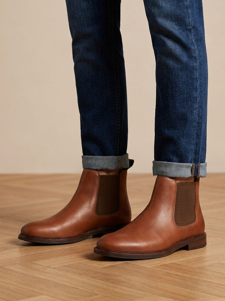Jones Bootmaker Brown Debden Wide Fit Leather Chelsea Boots - Image 1 of 6 Jones Bootmaker Brown Debden Wide Fit Leather Chelsea Boots - Image 1 of 6