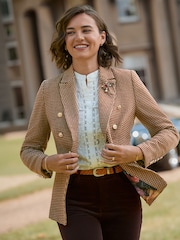Joe Browns Brown Freya Asymmetric Check Jacket - Image 1 of 10