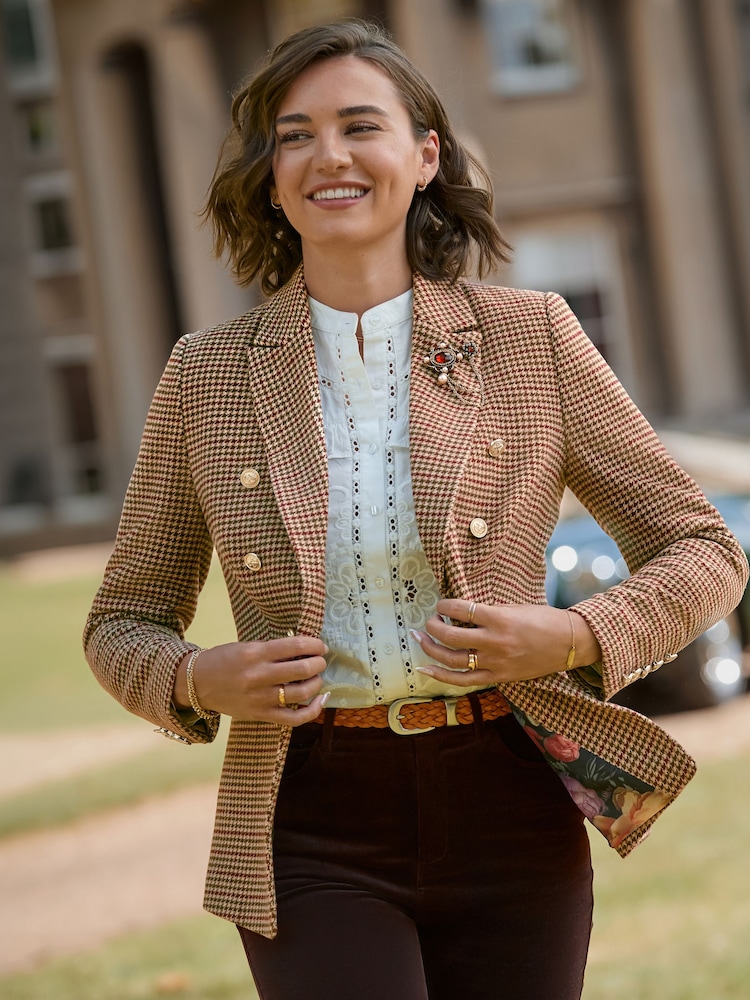 Joe Browns Brown Freya Asymmetric Check Jacket - Image 1 of 10