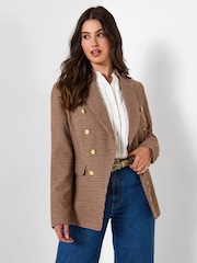 Joe Browns Brown Freya Asymmetric Check Jacket - Image 5 of 10