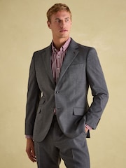 Joules Grey Slim Fit Flannel Suit Jacket - Image 1 of 11