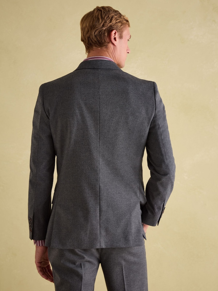 Joules Grey Slim Fit Flannel Suit Jacket - Image 2 of 11