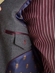 Joules Grey Slim Fit Flannel Suit Jacket - Image 3 of 11
