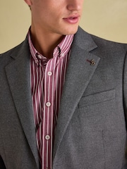 Joules Grey Slim Fit Flannel Suit Jacket - Image 4 of 11