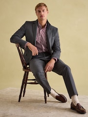 Joules Grey Slim Fit Flannel Suit Jacket - Image 6 of 11