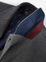 Joules Grey Slim Fit Flannel Suit Jacket - Image 8 of 11