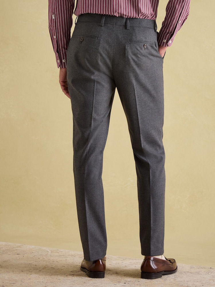 Joules Grey Slim Fit Flannel Suit Trousers - Image 2 of 10